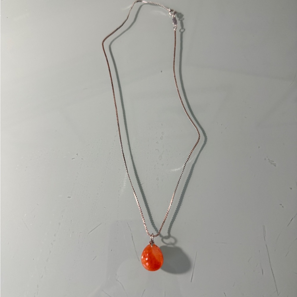 Orange Stone Pendant Necklace with Silver UnoAErre Chain
